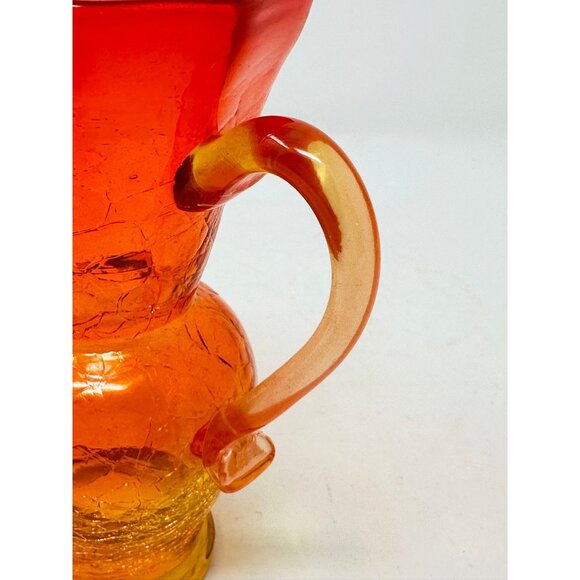 Vtg KANAWHA CRACKLE GLASS AMBERINA 8 Sided Mini Ewer Cruet Pitcher Octogonal - Picture 7 of 10